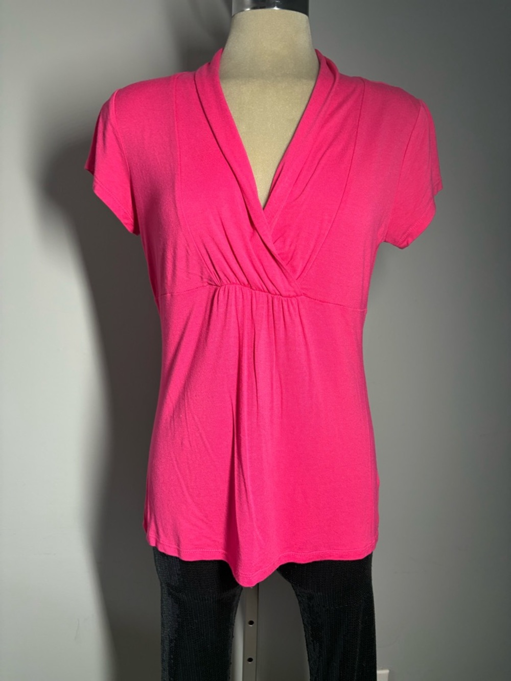 Jessica Simpson Bright Pink Faux-Wrap Short Sleeve Tunic